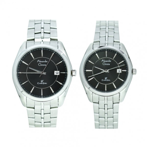 Alexandre Christie AC 8578 Silver Black Couple